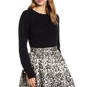 Rachel Parcell Scalloped Crewneck Sweater